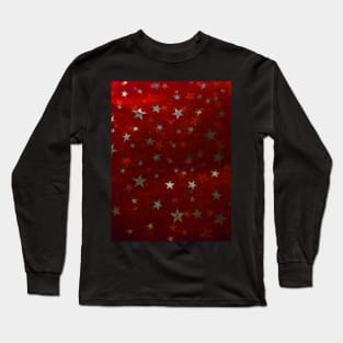 Silver Stars on Red Long Sleeve T-Shirt